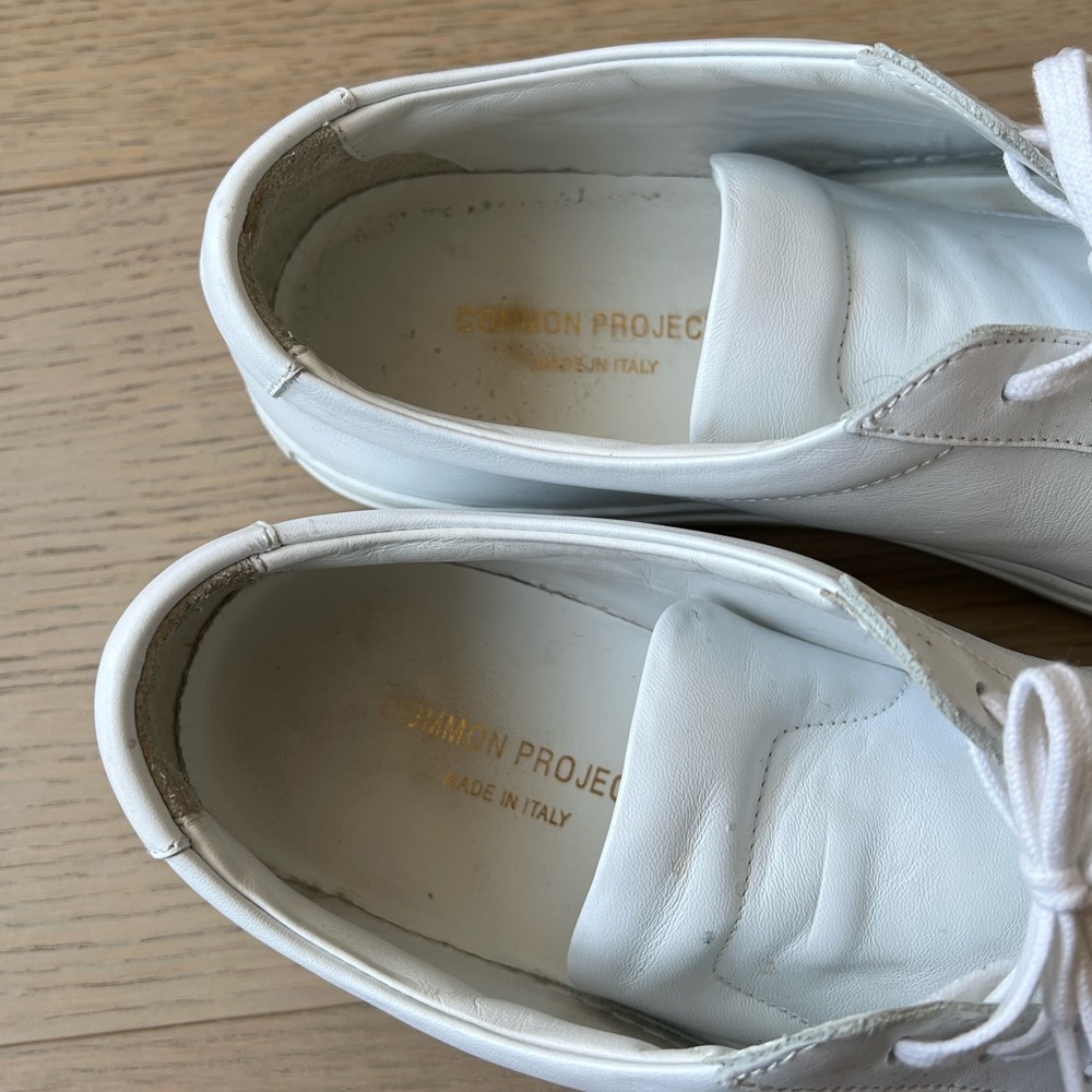 Common Projects White Leather Low-Top Sneakers - Picture 3 of 6